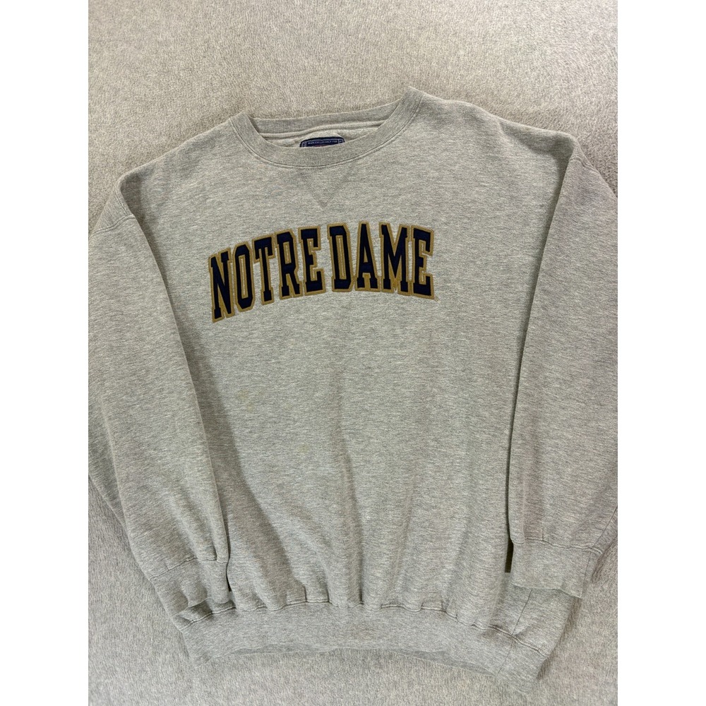 Notre Dame Fighting Irish Stitched Logo Campus Crew Sweatshirt (Men's 2XL) Gray